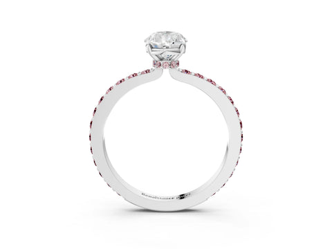 White gold Pear Cut Diamond Pavé Engagement Ring with Round with Morganite side stone Accents and Prong Setting_15
