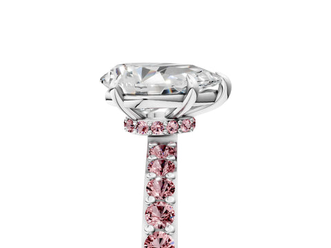 White gold Pear Cut Diamond Pavé Engagement Ring with Round with Morganite side stone Accents and Prong Setting_17