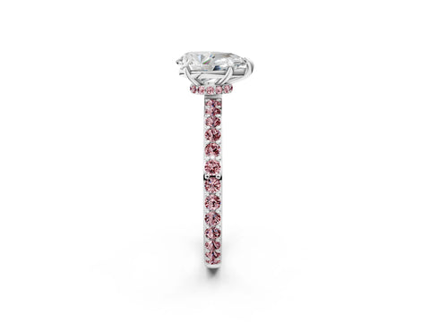 White gold Pear Cut Diamond Pavé Engagement Ring with Round with Morganite side stone Accents and Prong Setting_26