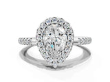 White gold Pear Cut Diamond Pavé Halo Ring with Four-Prong Setting_44