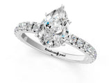 White gold Pear Cut Diamond Pavé Solitaire Engagement Ring with Four-Prong Setting_88