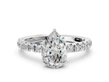 White gold Pear Cut Diamond Pavé Solitaire Engagement Ring with Four-Prong Setting_89