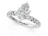 White gold Pear Cut Diamond Pavé Solitaire Ring with Round Band and Prong Setting_17