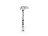 White gold Pear Cut Diamond Pavé Solitaire Ring with Round Band and Prong Setting_18