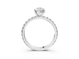 White gold Pear Cut Diamond Pavé Solitaire Ring with Round Band and Prong Setting_19