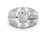 White gold Pear Cut Diamond Pave Art Deco Split Shank Ring with Four-Prong Setting_74