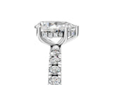White gold Pear Cut Diamond Pave Band Solitaire Ring with Four-Prong Setting_139
