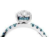 White gold Pear Cut Diamond Pave Band Solitaire Ring with Round with Blue Topaz side stone and Prong Setting_16