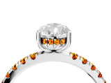 White gold Pear Cut Diamond Pave Band Solitaire Ring with Round with Citrine side stone and Prong Setting_4