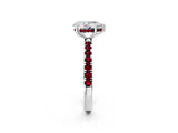 White gold Pear Cut Diamond Pave Band Solitaire Ring with Round with Garnet side stone and Prong Setting_20
