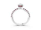White gold Pear Cut Diamond Pave Band Solitaire Ring with Round with Garnet side stone and Prong Setting_21