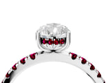 White gold Pear Cut Diamond Pave Band Solitaire Ring with Round with Garnet side stone and Prong Setting_22