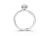 White gold Pear Cut Diamond Pave Band Solitaire Ring with Round with Moissanite side stone and Prong Setting_15