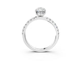 White gold Pear Cut Diamond Pave Band Solitaire Ring with Round with Moissanite side stone and Prong Setting_15