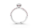 White gold Pear Cut Diamond Pave Band Solitaire Ring with Round with Morganite side stone and Prong Setting_15