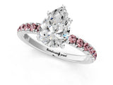 White gold Pear Cut Diamond Pave Band Solitaire Ring with Round with Morganite side stone and Prong Setting_1