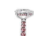 White gold Pear Cut Diamond Pave Band Solitaire Ring with Round with Morganite side stone and Prong Setting_5