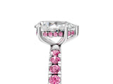 White gold Pear Cut Diamond Pave Band Solitaire Ring with Round with Pink Sapphire side stone and Prong Setting_5