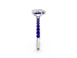 White gold Pear Cut Diamond Pave Band Solitaire Ring with Round with Tanzanite side stone and Prong Setting_2