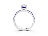 White gold Pear Cut Diamond Pave Band Solitaire Ring with Round with Tanzanite side stone and Prong Setting_21