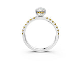 White gold Pear Cut Diamond Pave Band Solitaire Ring with Round with Yellow Sapphire side stone and Prong Setting_15