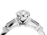 White gold Pear Cut Diamond Ring with Baguette Side Stones, Channel Set Band, and Four-Prong Setting_27