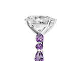 White gold Pear Cut Diamond Ring with Marquise and Round with Amethyst side stone Side Stones and Four-Prong Setting_17