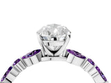 White gold Pear Cut Diamond Ring with Marquise and Round with Amethyst side stone Side Stones and Four-Prong Setting_28