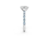 White gold Pear Cut Diamond Ring with Marquise and Round with Aquamarine side stone Side Stones and Four-Prong Setting_14