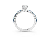White gold Pear Cut Diamond Ring with Marquise and Round with Aquamarine side stone Side Stones and Four-Prong Setting_15