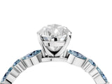 White gold Pear Cut Diamond Ring with Marquise and Round with Aquamarine side stone Side Stones and Four-Prong Setting_16