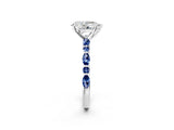 White gold Pear Cut Diamond Ring with Marquise and Round with Blue Sapphire side stone Side Stones and Four-Prong Setting_38