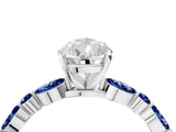 White gold Pear Cut Diamond Ring with Marquise and Round with Blue Sapphire side stone Side Stones and Four-Prong Setting_40