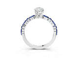White gold Pear Cut Diamond Ring with Marquise and Round with Blue Sapphire side stone Side Stones and Four-Prong Setting_51