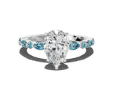White gold Pear Cut Diamond Ring with Marquise and Round with Blue Topaz side stone Side Stones and Four-Prong Setting_24