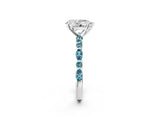 White gold Pear Cut Diamond Ring with Marquise and Round with Blue Topaz side stone Side Stones and Four-Prong Setting_38