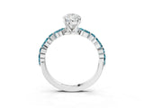 White gold Pear Cut Diamond Ring with Marquise and Round with Blue Topaz side stone Side Stones and Four-Prong Setting_39