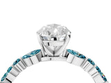 White gold Pear Cut Diamond Ring with Marquise and Round with Blue Topaz side stone Side Stones and Four-Prong Setting_40