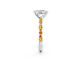 White gold Pear Cut Diamond Ring with Marquise and Round with Citrine side stone Side Stones and Four-Prong Setting_26