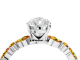 White gold Pear Cut Diamond Ring with Marquise and Round with Citrine side stone Side Stones and Four-Prong Setting_28