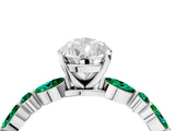 White gold Pear Cut Diamond Ring with Marquise and Round with Emerald side stone Side Stones and Four-Prong Setting_52