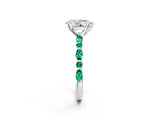 White gold Pear Cut Diamond Ring with Marquise and Round with Emerald side stone Side Stones and Four-Prong Setting_62