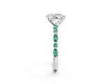 White gold Pear Cut Diamond Ring with Marquise and Round with Green Sapphire side stone Side Stones and Four-Prong Setting_14