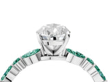 White gold Pear Cut Diamond Ring with Marquise and Round with Green Sapphire side stone Side Stones and Four-Prong Setting_4