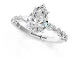 White gold Pear Cut Diamond Ring with Marquise and Round with Moissanite side stone Side Stones and Four-Prong Setting_61