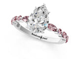 White gold Pear Cut Diamond Ring with Marquise and Round with Morganite side stone Side Stones and Four-Prong Setting_25