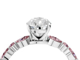 White gold Pear Cut Diamond Ring with Marquise and Round with Morganite side stone Side Stones and Four-Prong Setting_28