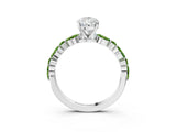 White gold Pear Cut Diamond Ring with Marquise and Round with Peridot side stone Side Stones and Four-Prong Setting_15