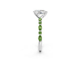 White gold Pear Cut Diamond Ring with Marquise and Round with Peridot side stone Side Stones and Four-Prong Setting_2