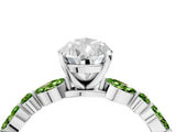 White gold Pear Cut Diamond Ring with Marquise and Round with Peridot side stone Side Stones and Four-Prong Setting_4